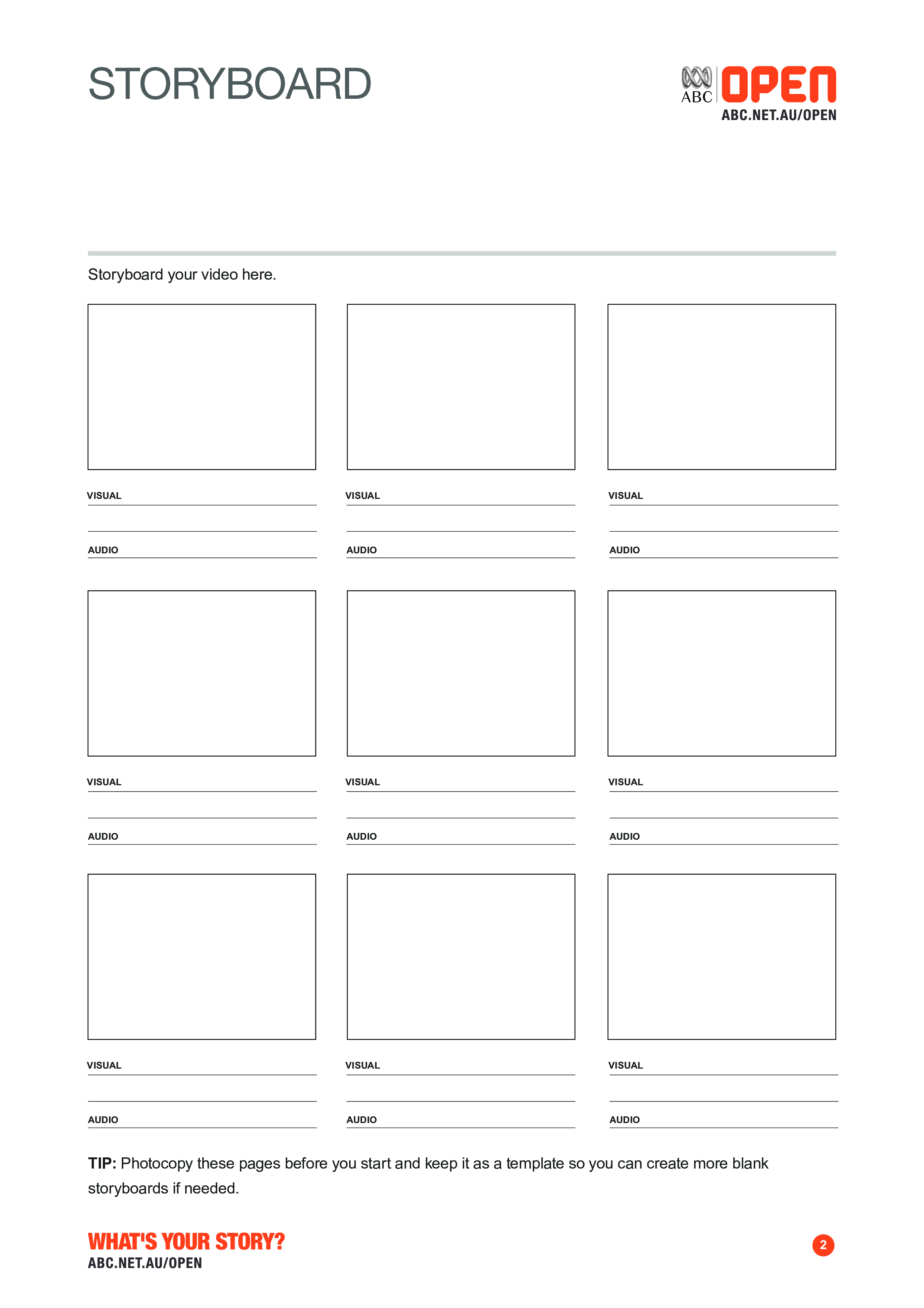 a4 storyboard for production of film and video voorbeeld afbeelding 