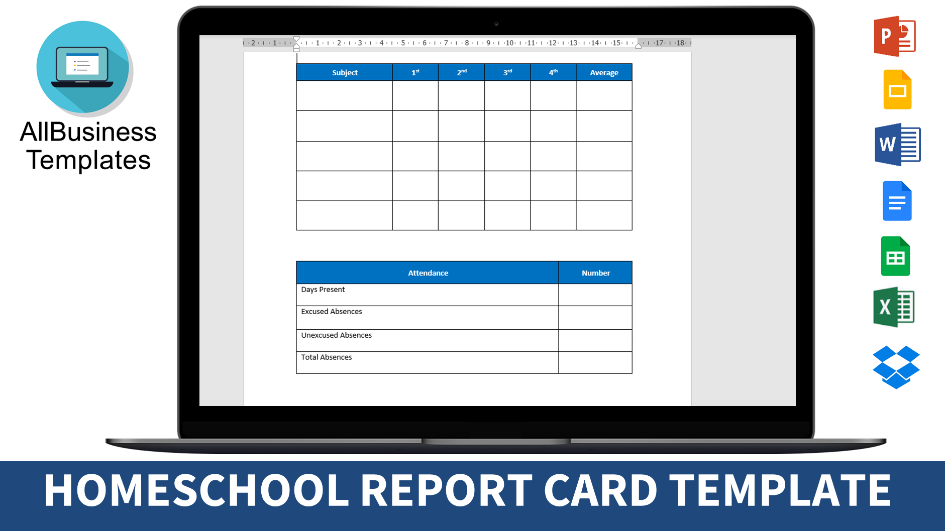 homeschool report card template Hauptschablonenbild