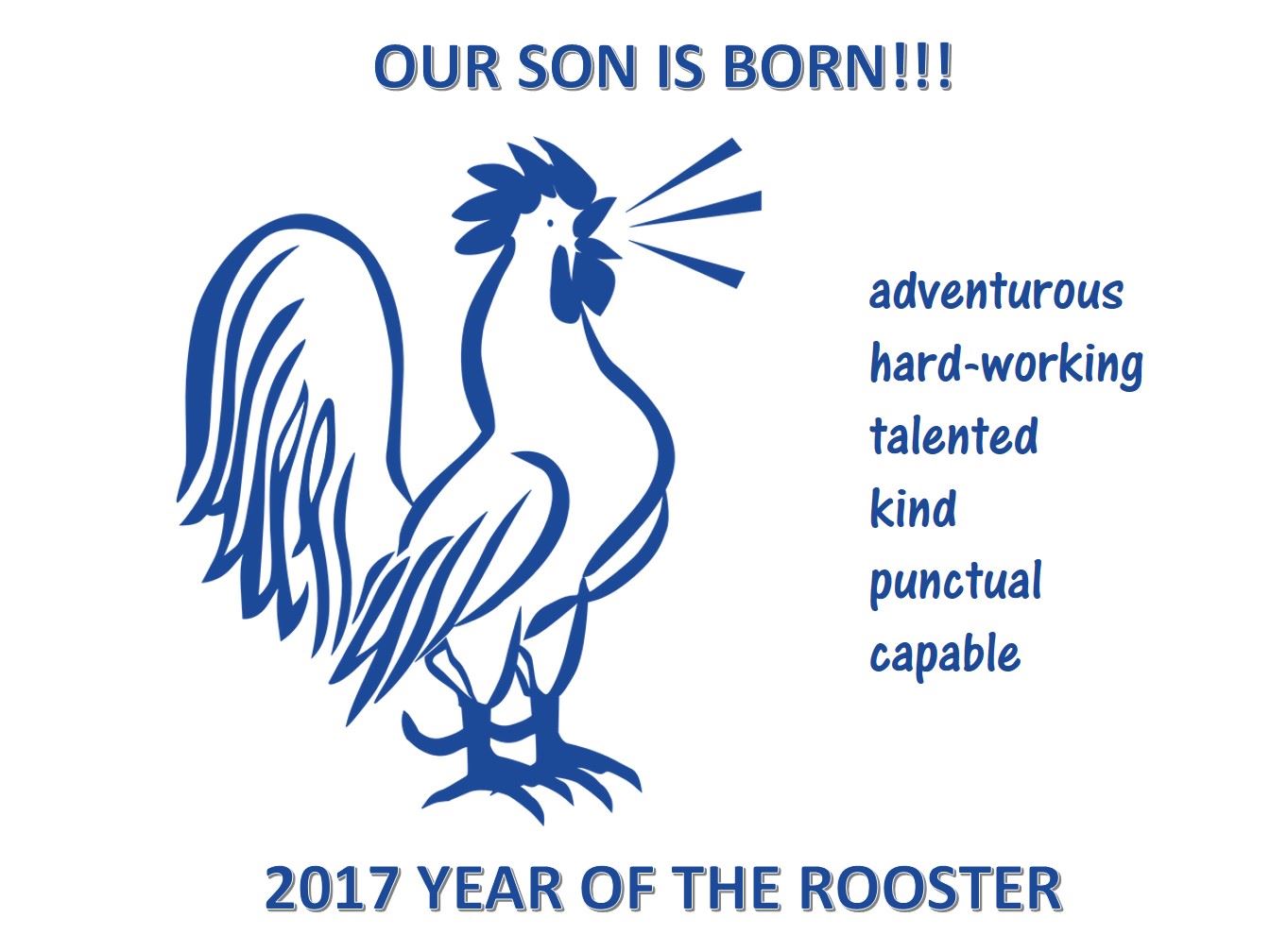 son is born chinese year of rooster poster voorbeeld afbeelding 