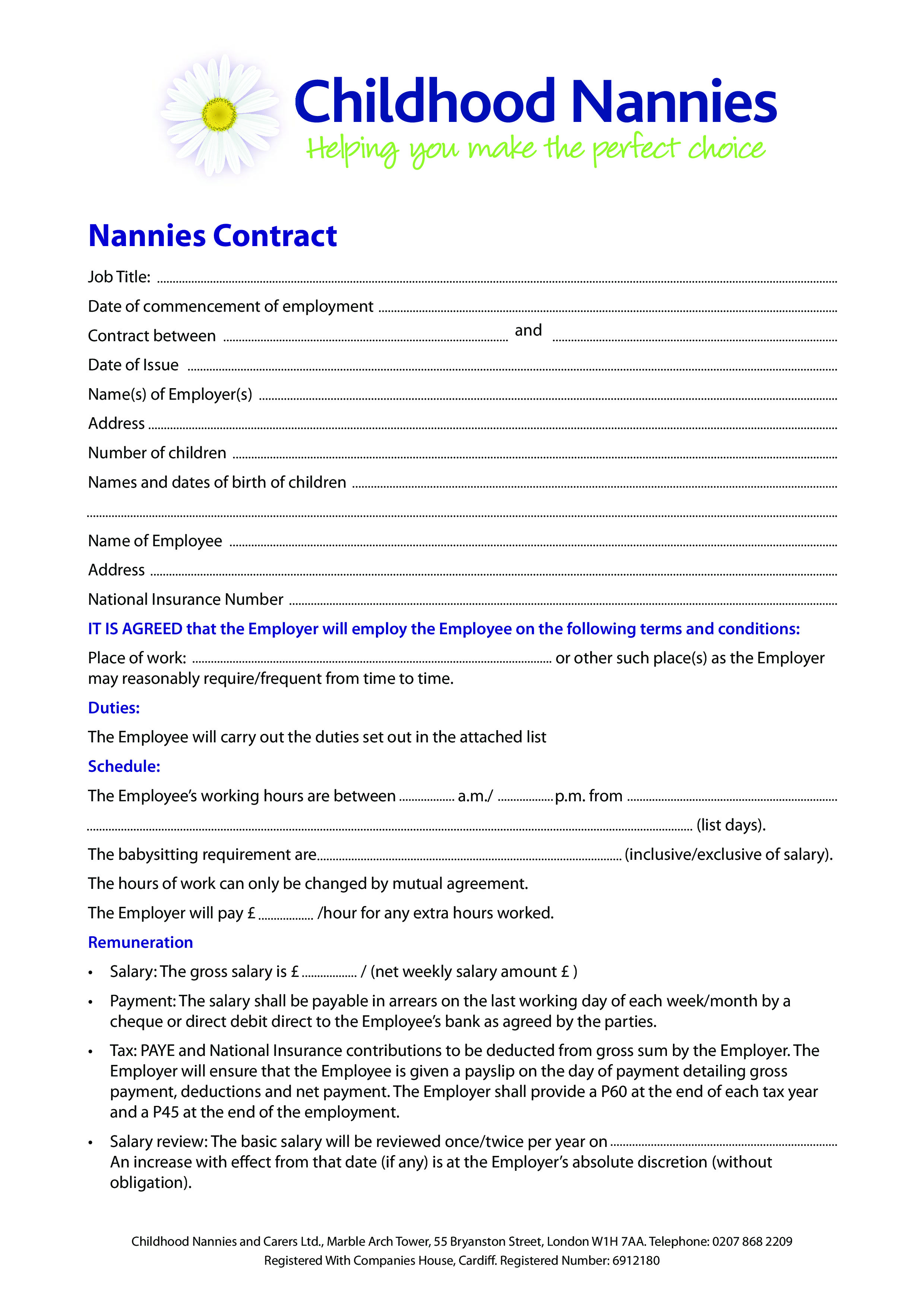 Nanny Contract example main image
