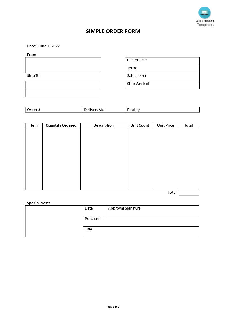 Simple Order Form main image