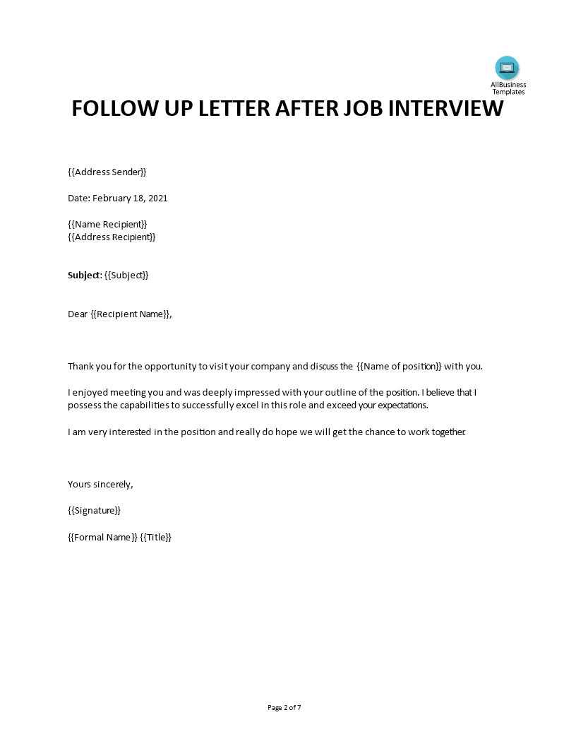 Thank You Follow-Up Email After Job Interview main image
