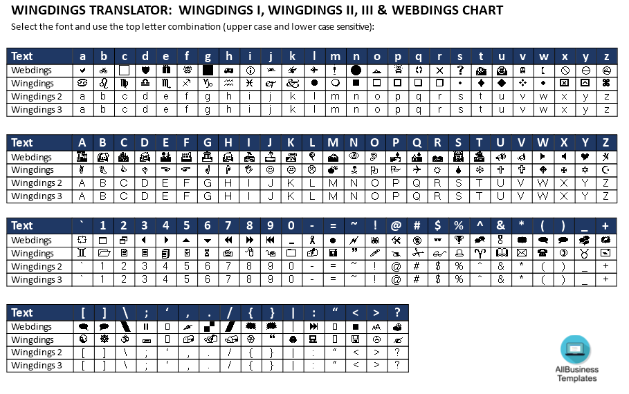 Wingdings Chart