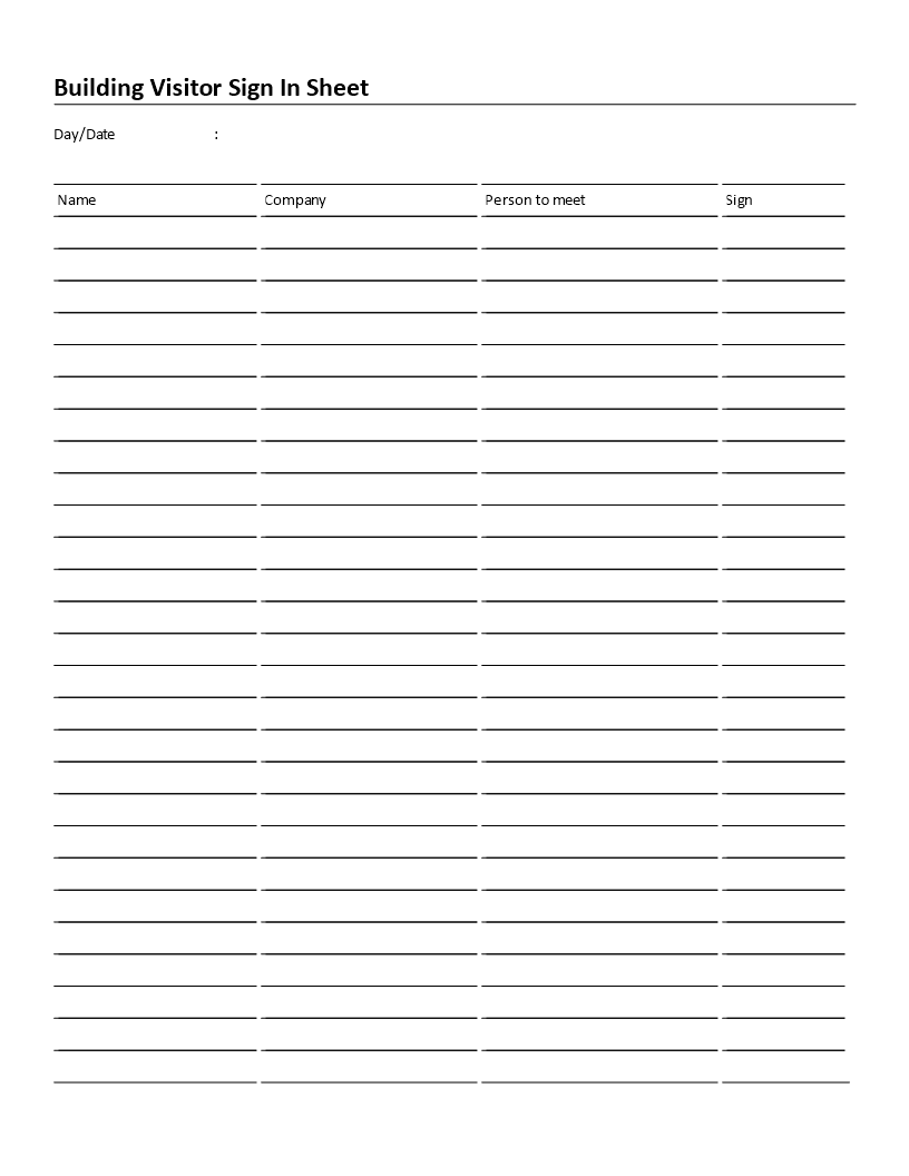 visitor log template template