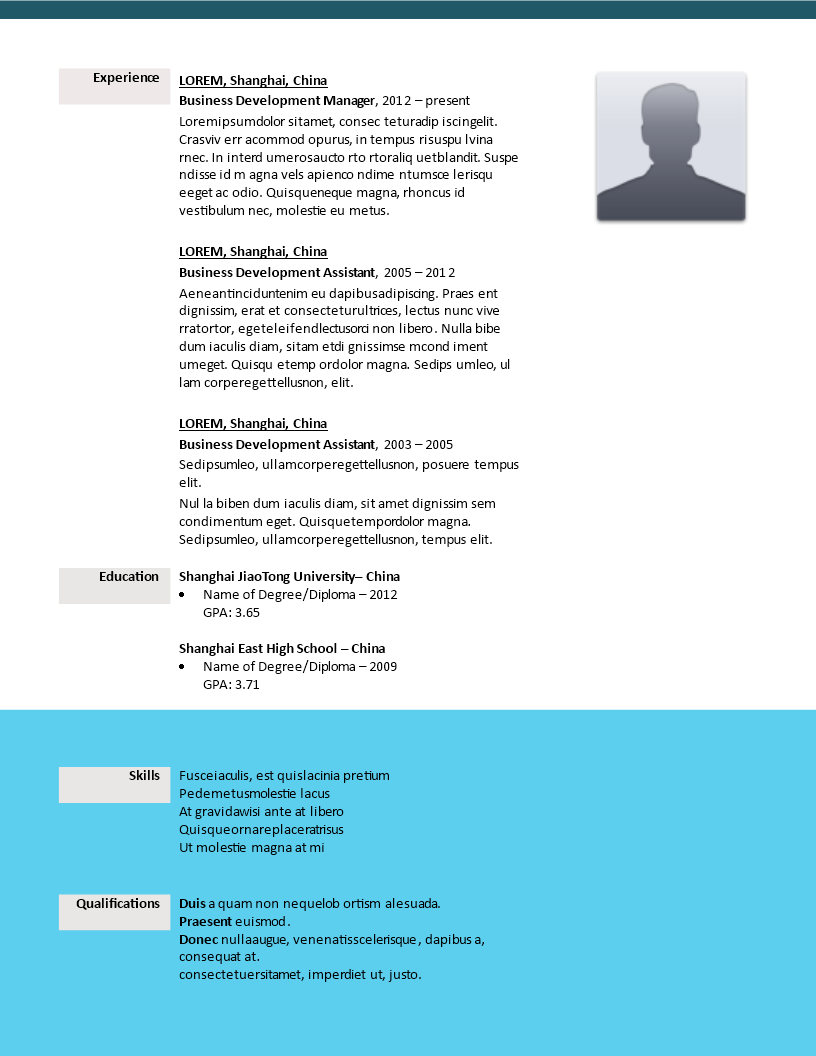 creative resume business development template