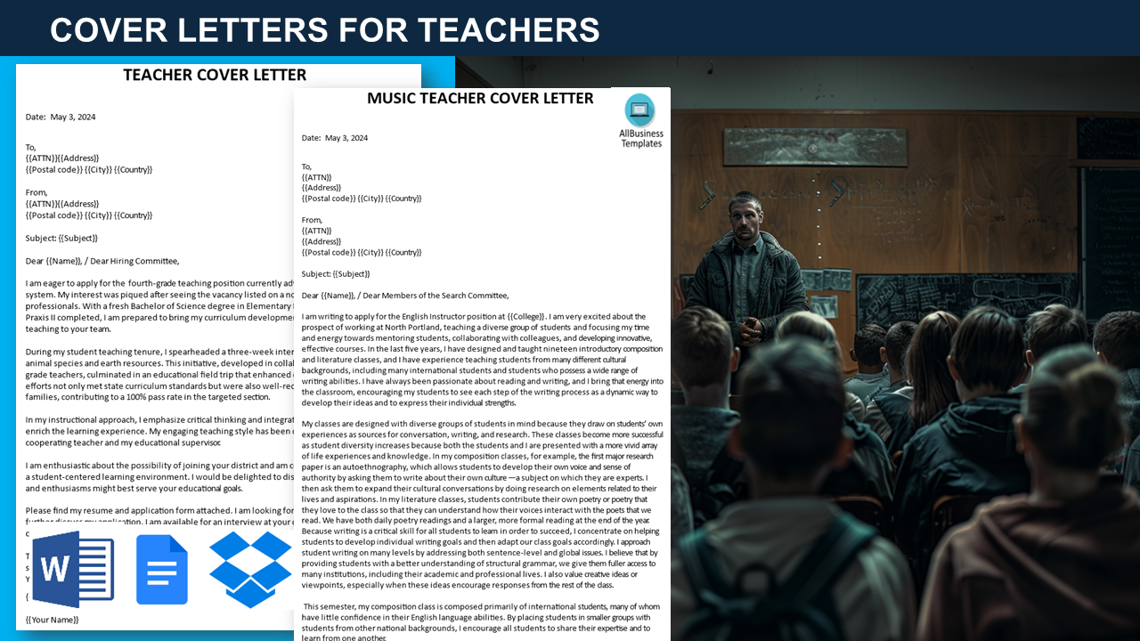 teacher cover letter sample voorbeeld afbeelding 
