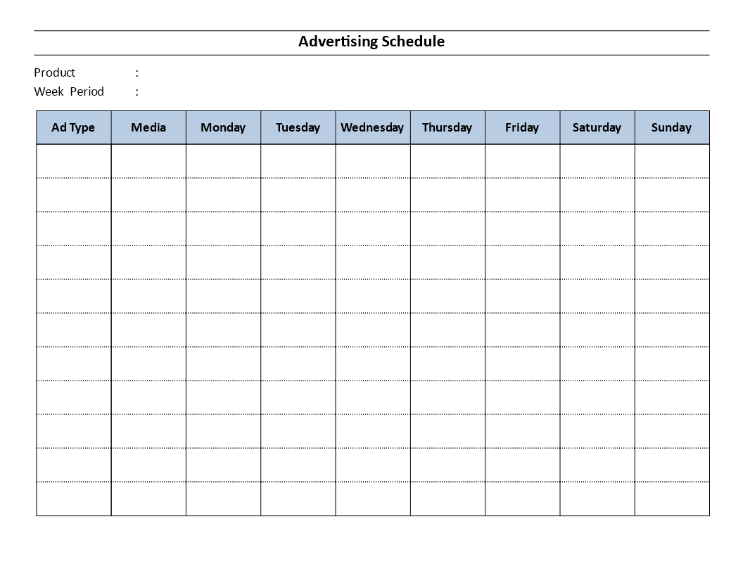 Advertising Schedule Template 模板