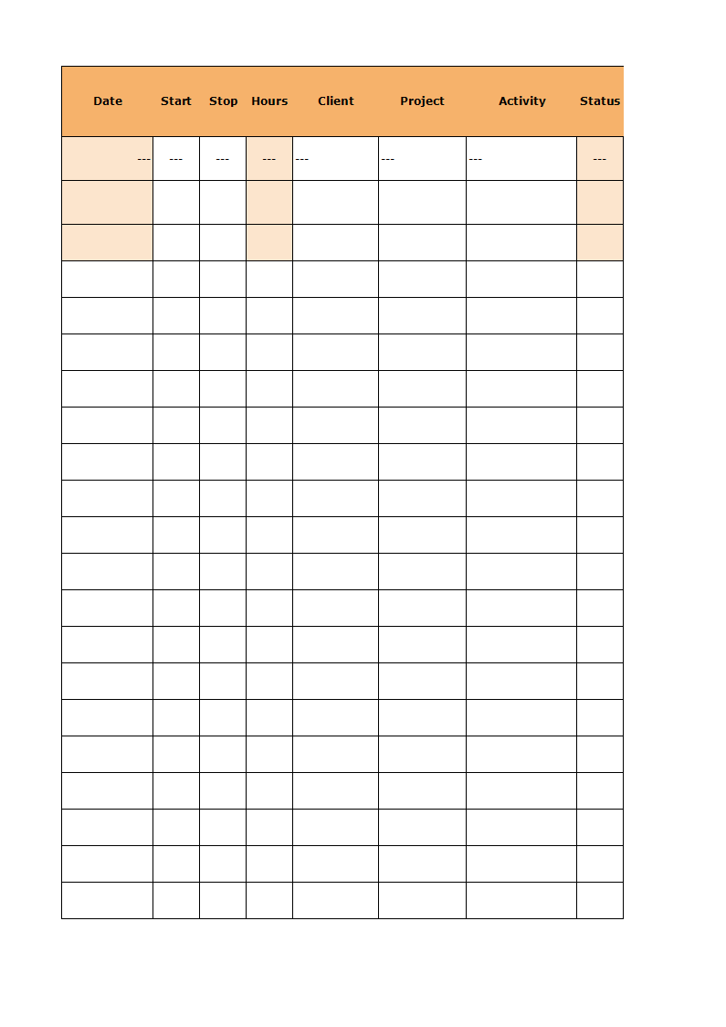 Basic Timesheet Excel Matrix 模板