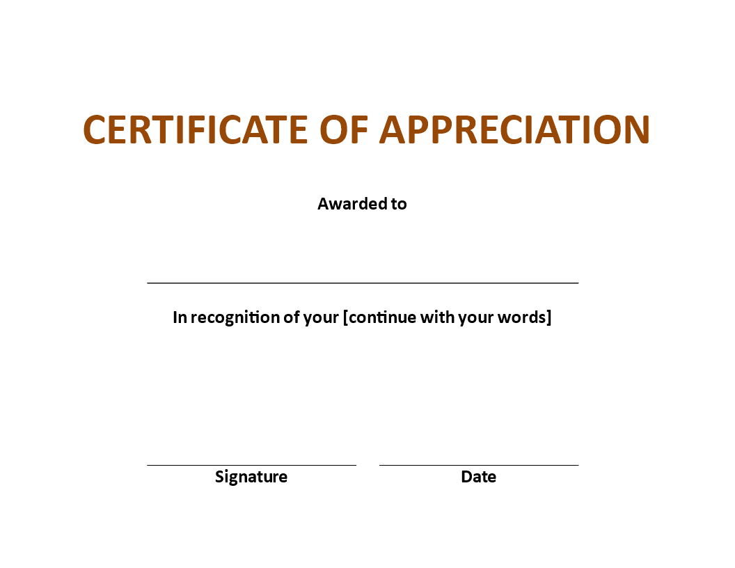 appreciation certificate example template