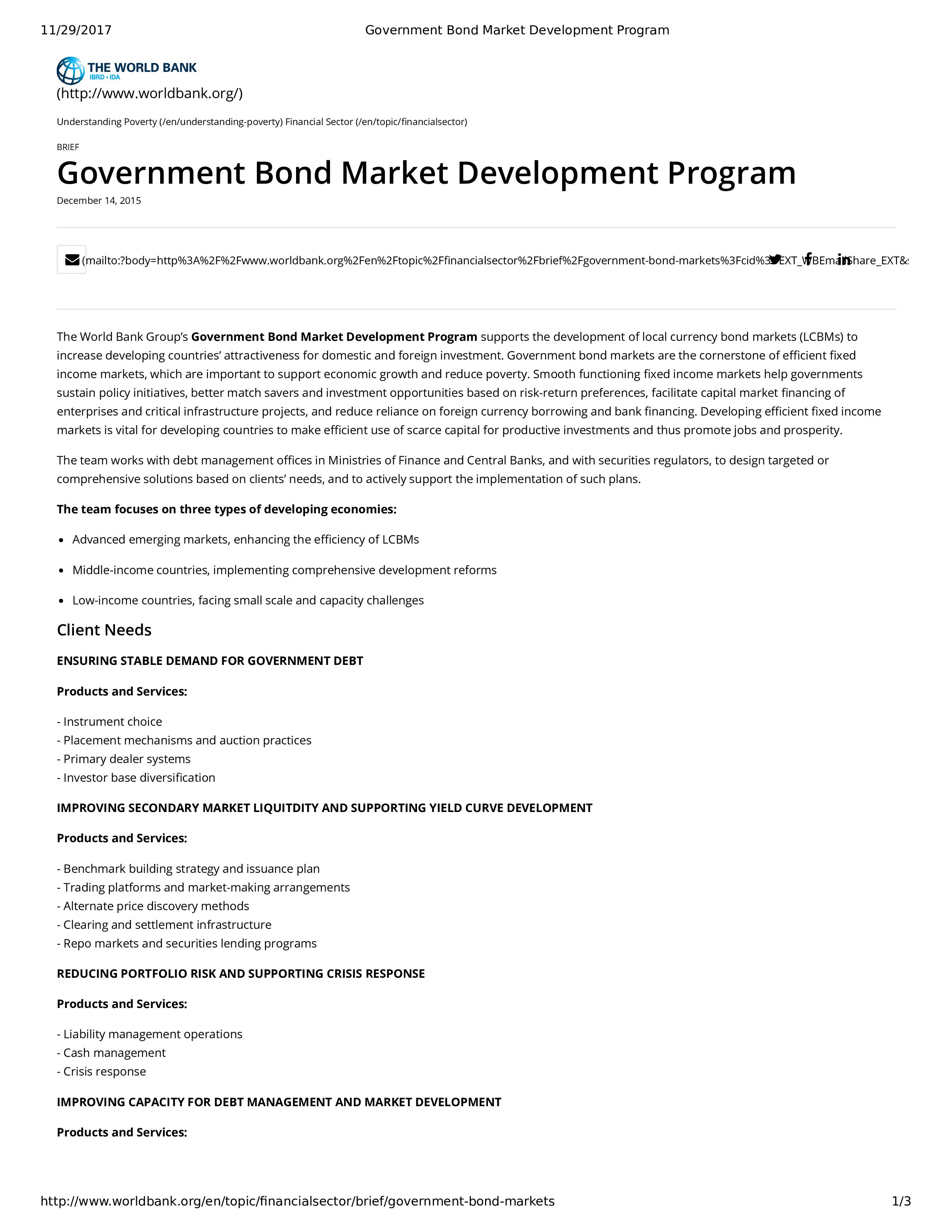 Government Bond Market Development Program main image