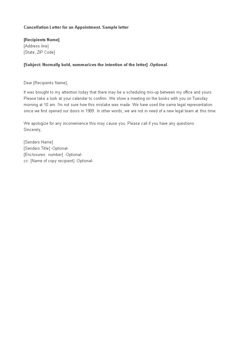 appointment cancellation letter format plantilla imagen principal