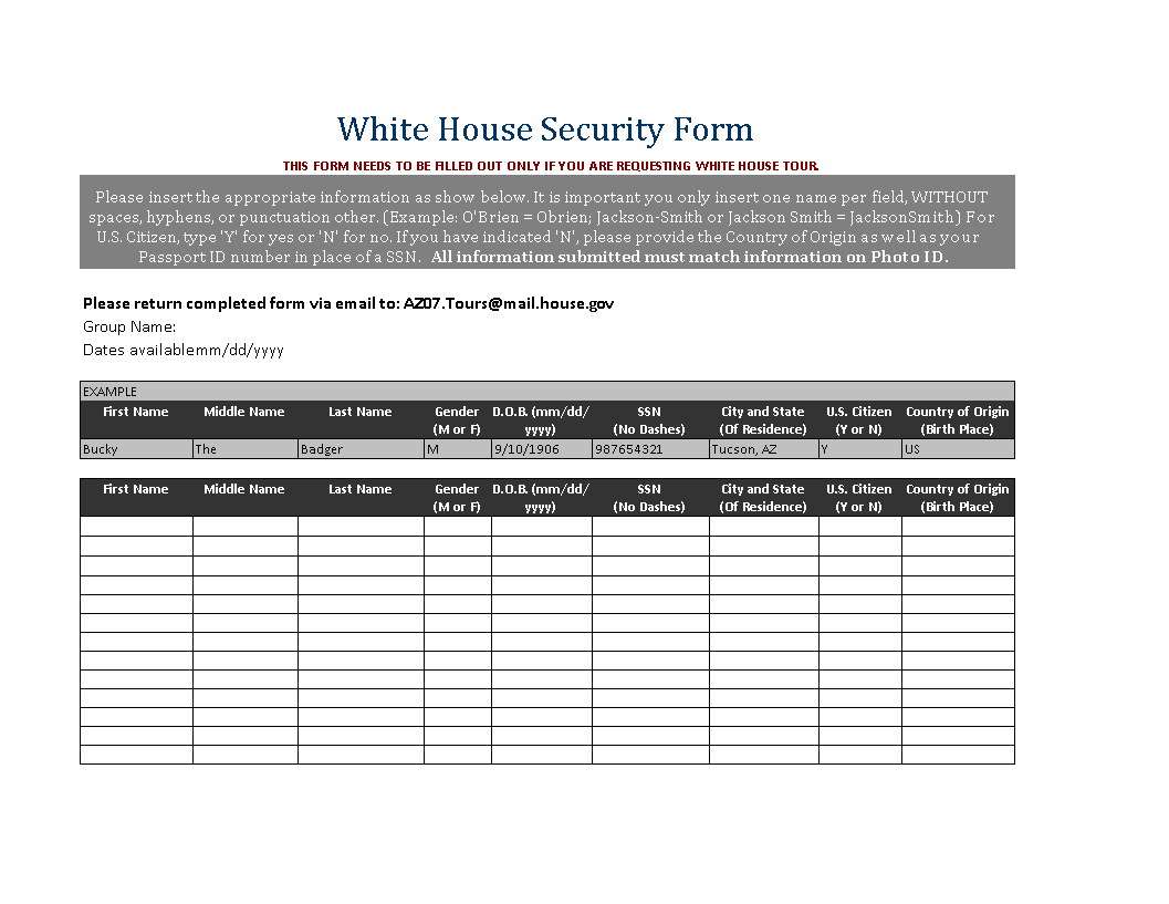 house security service order form template