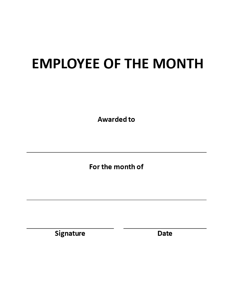 employee of the month certificate portrait voorbeeld afbeelding 