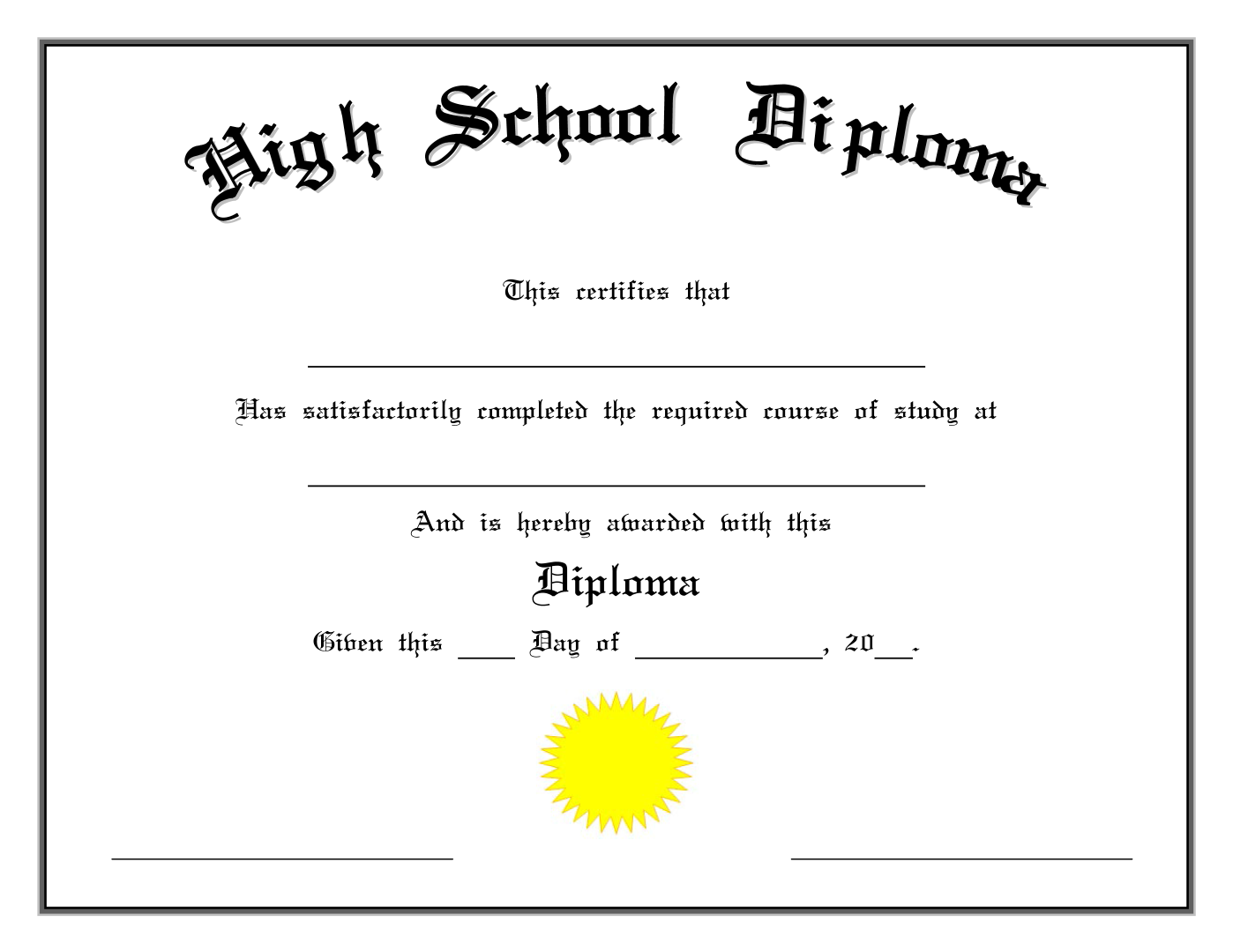 high school diploma modèles