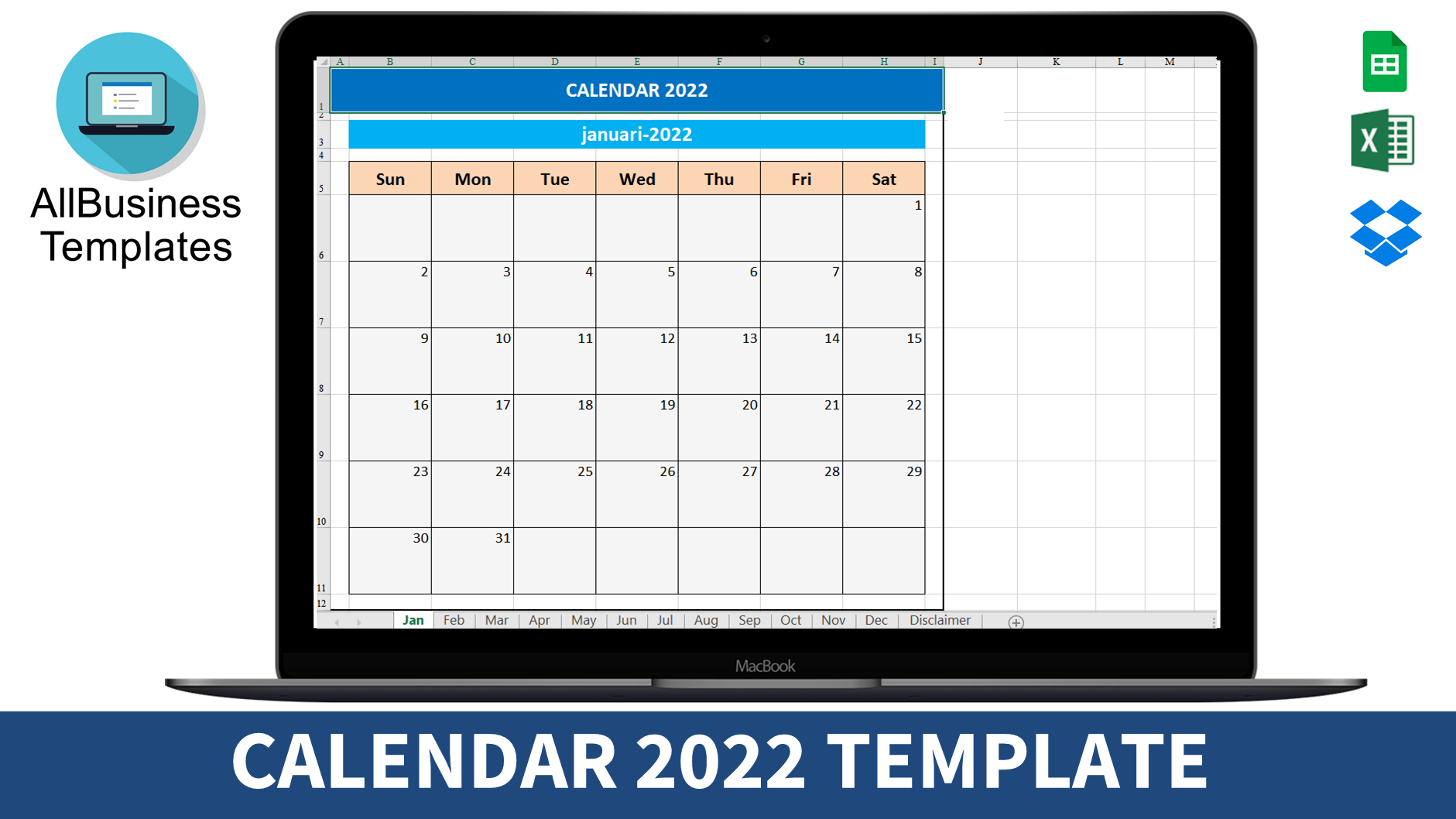 Blank Calendar 2022 模板