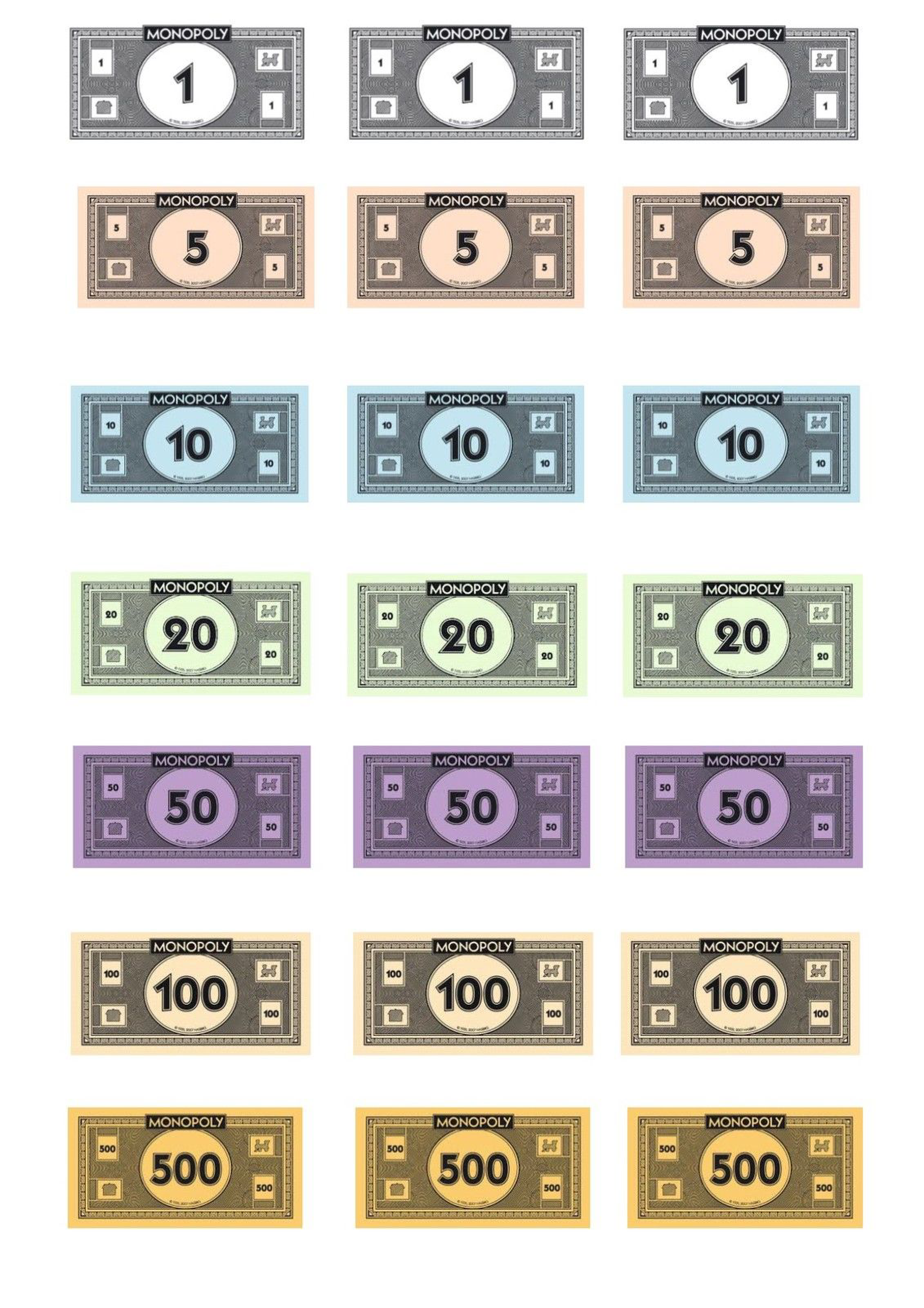 Monopoly Speelgeld template 模板