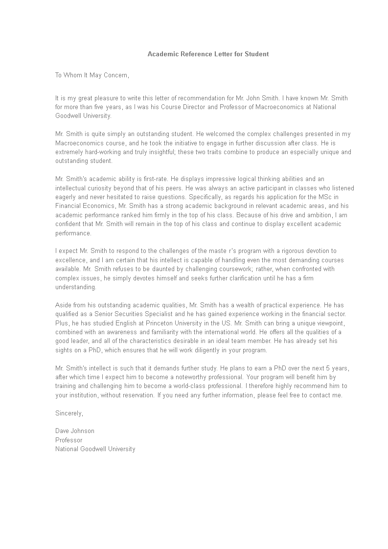 academic reference letter for students Hauptschablonenbild