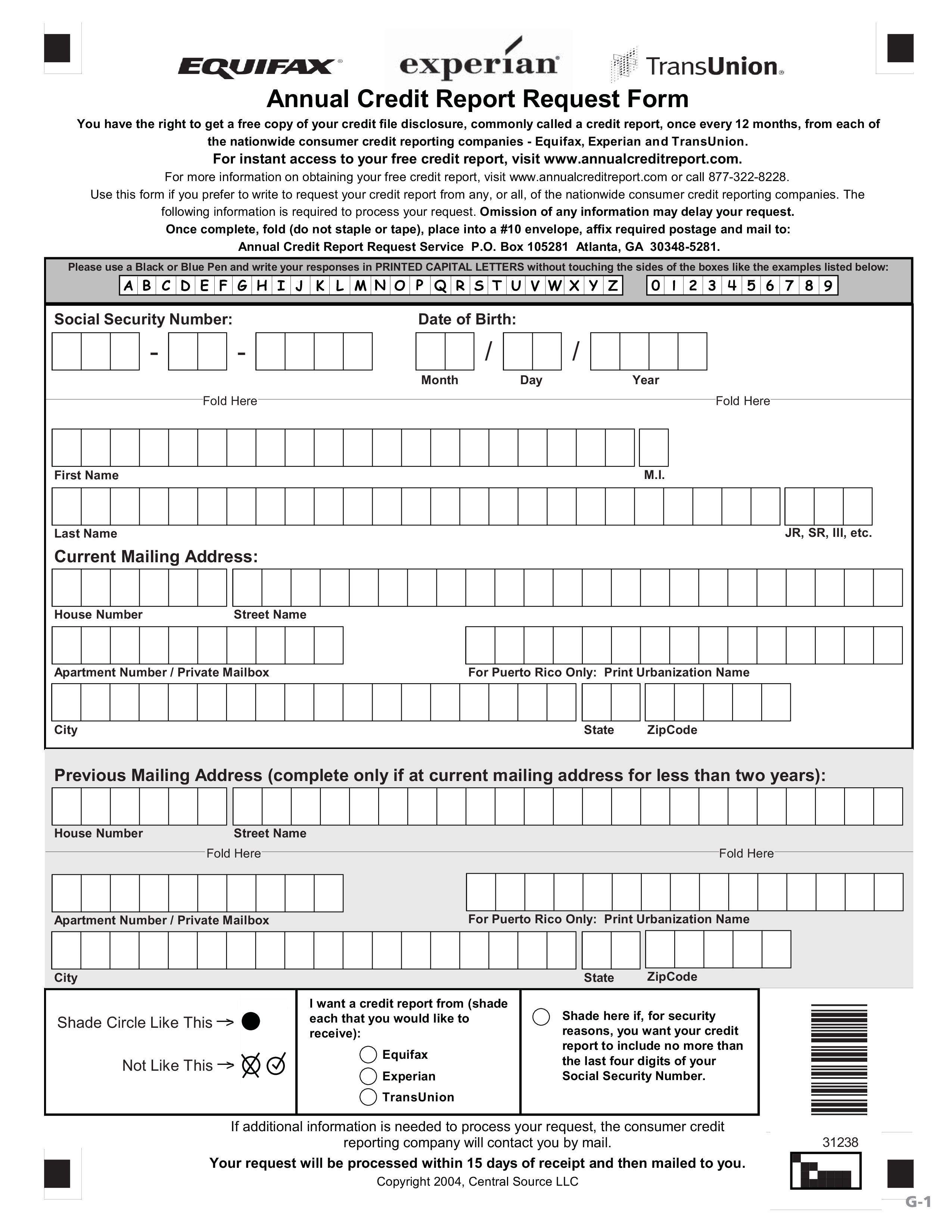 Best Annual Credit Report Request Form main image