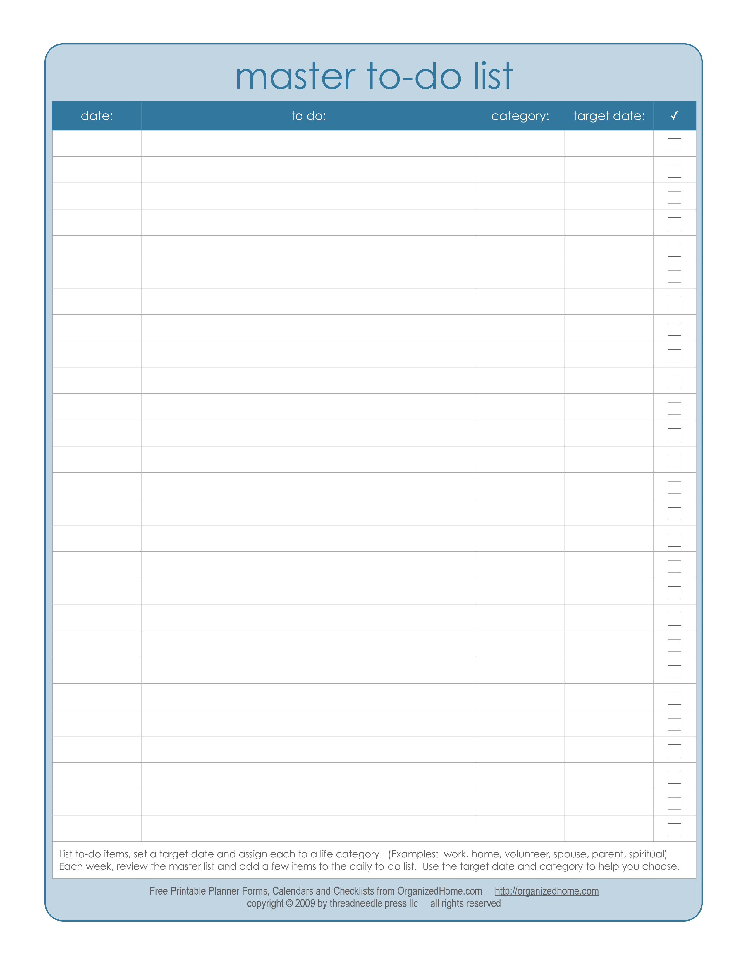 master to-do list template