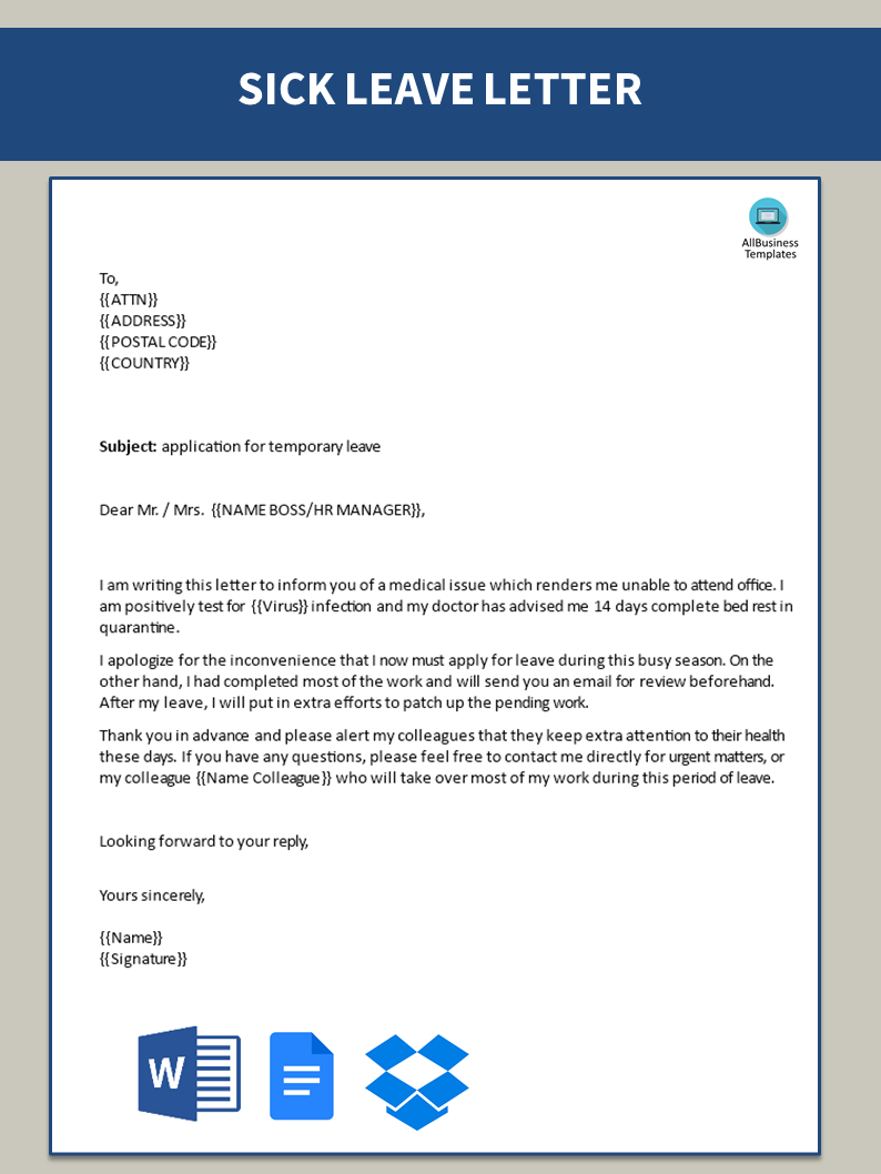 Excessive sick leave warning letter main image
