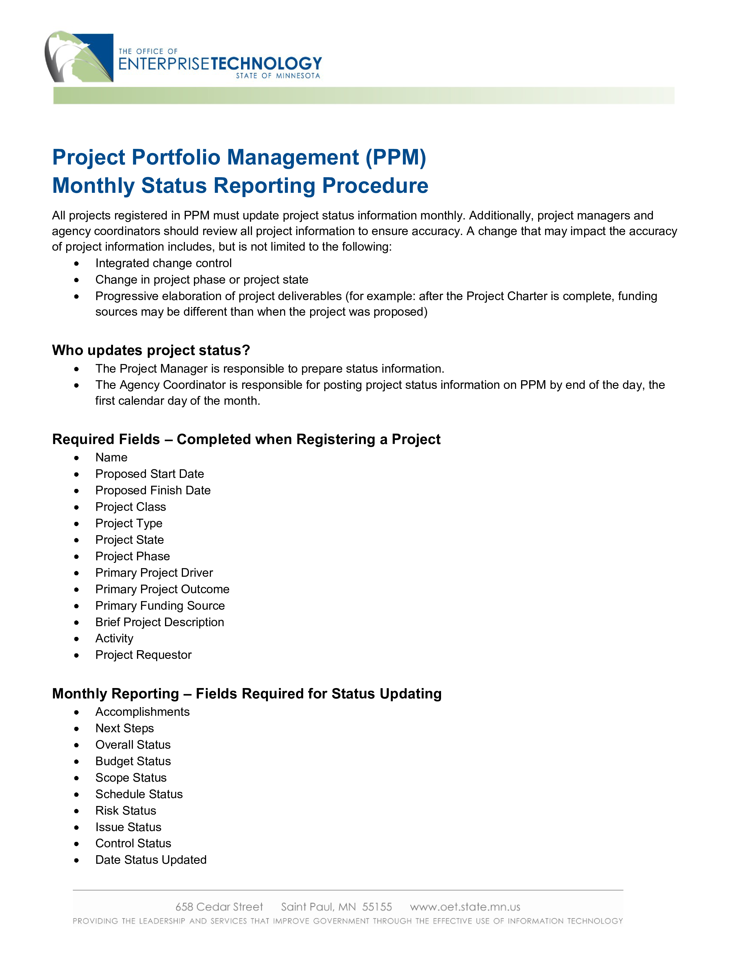 Project Management Status Report main image