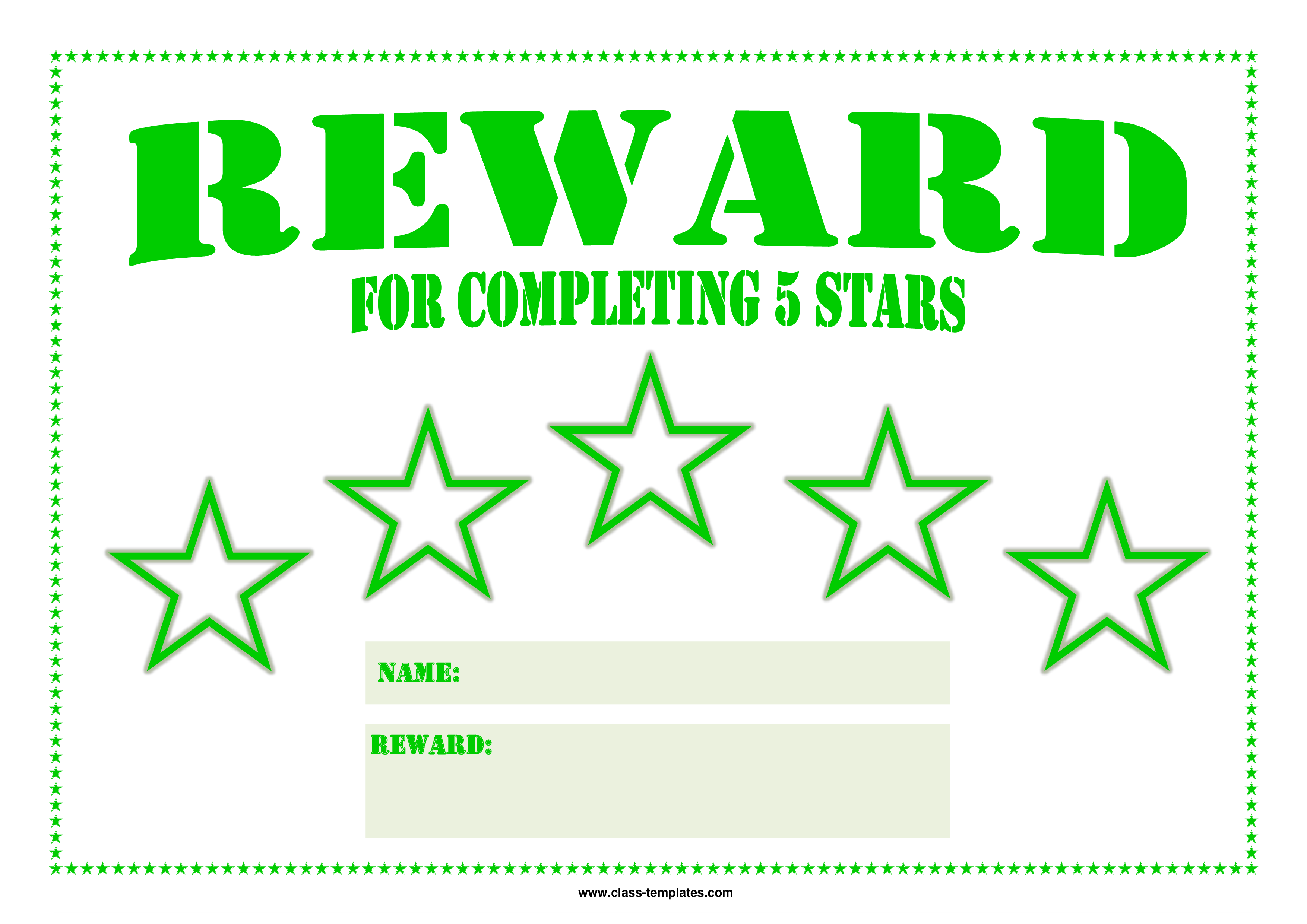 star reward certificate modèles