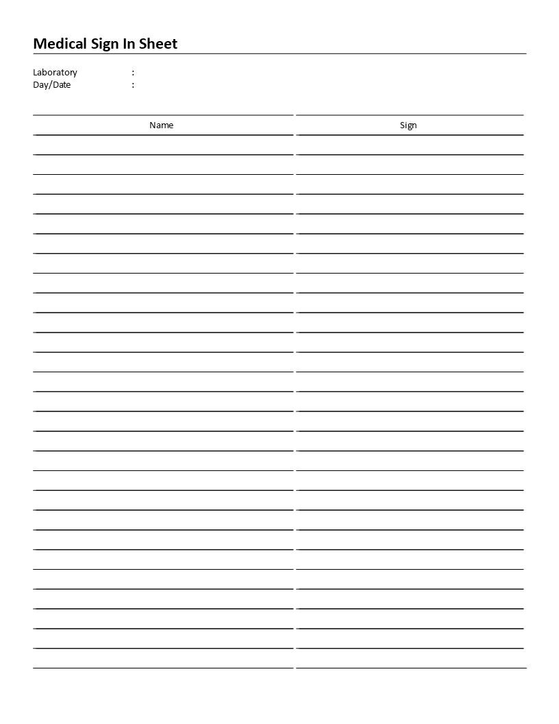 medical laboratory sign in sheet template