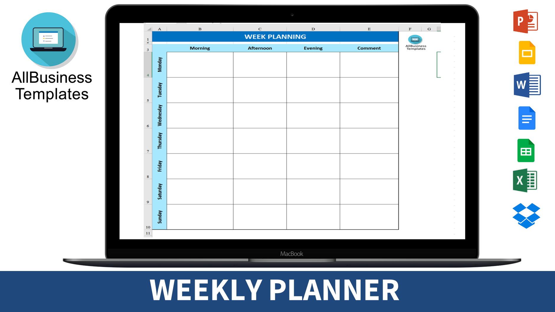 Blank Weekly Workout Schedule main image