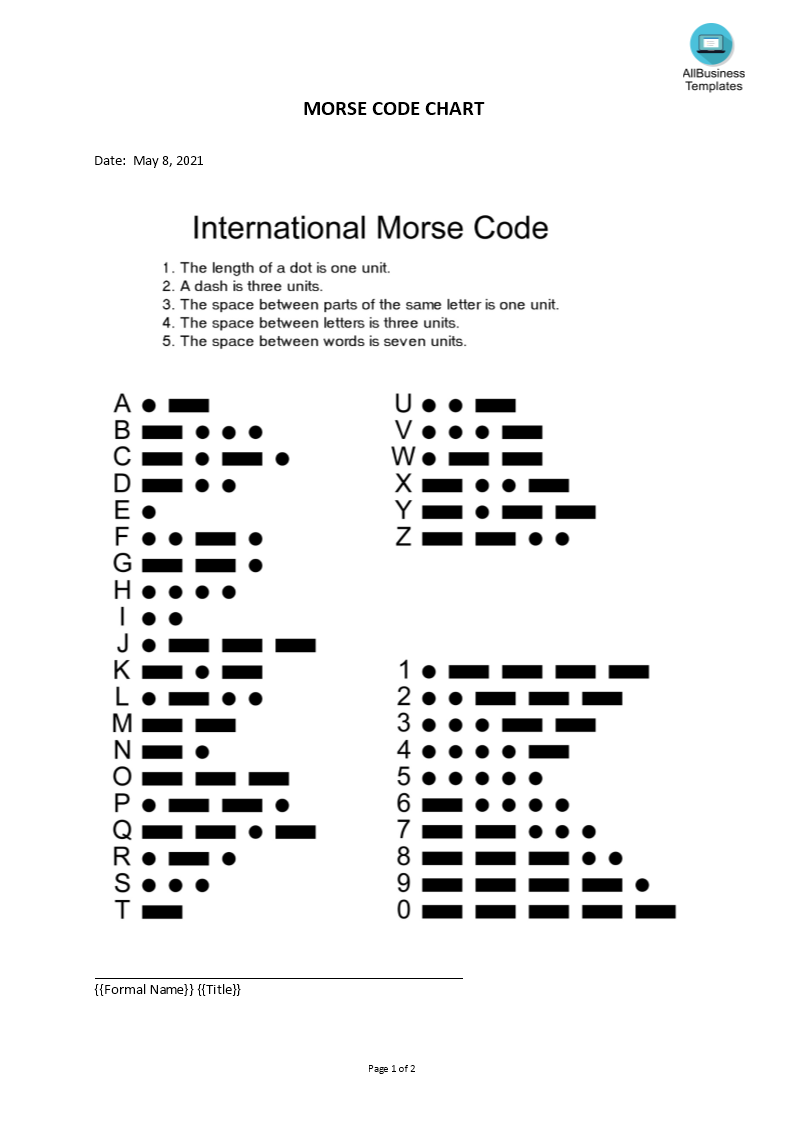 morse code chart Hauptschablonenbild
