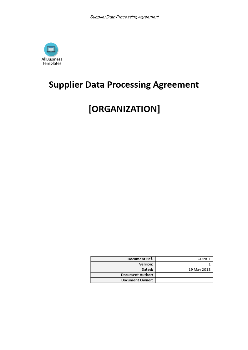 GDPR Supplier Data Processing Agreement main image