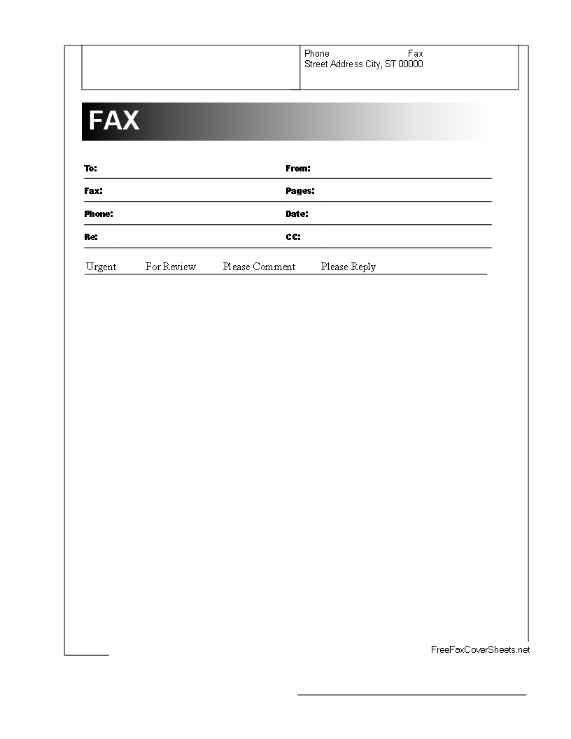 Fax Front Page Sheet example main image