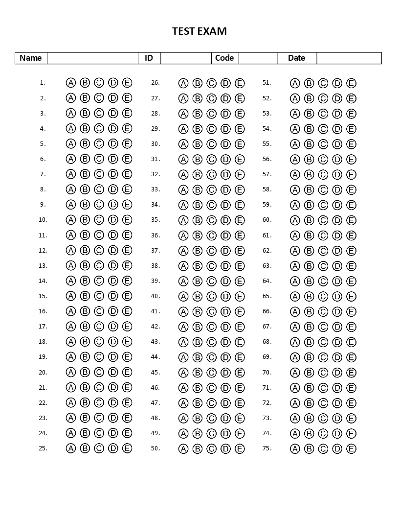 multiple choice exam paper template template