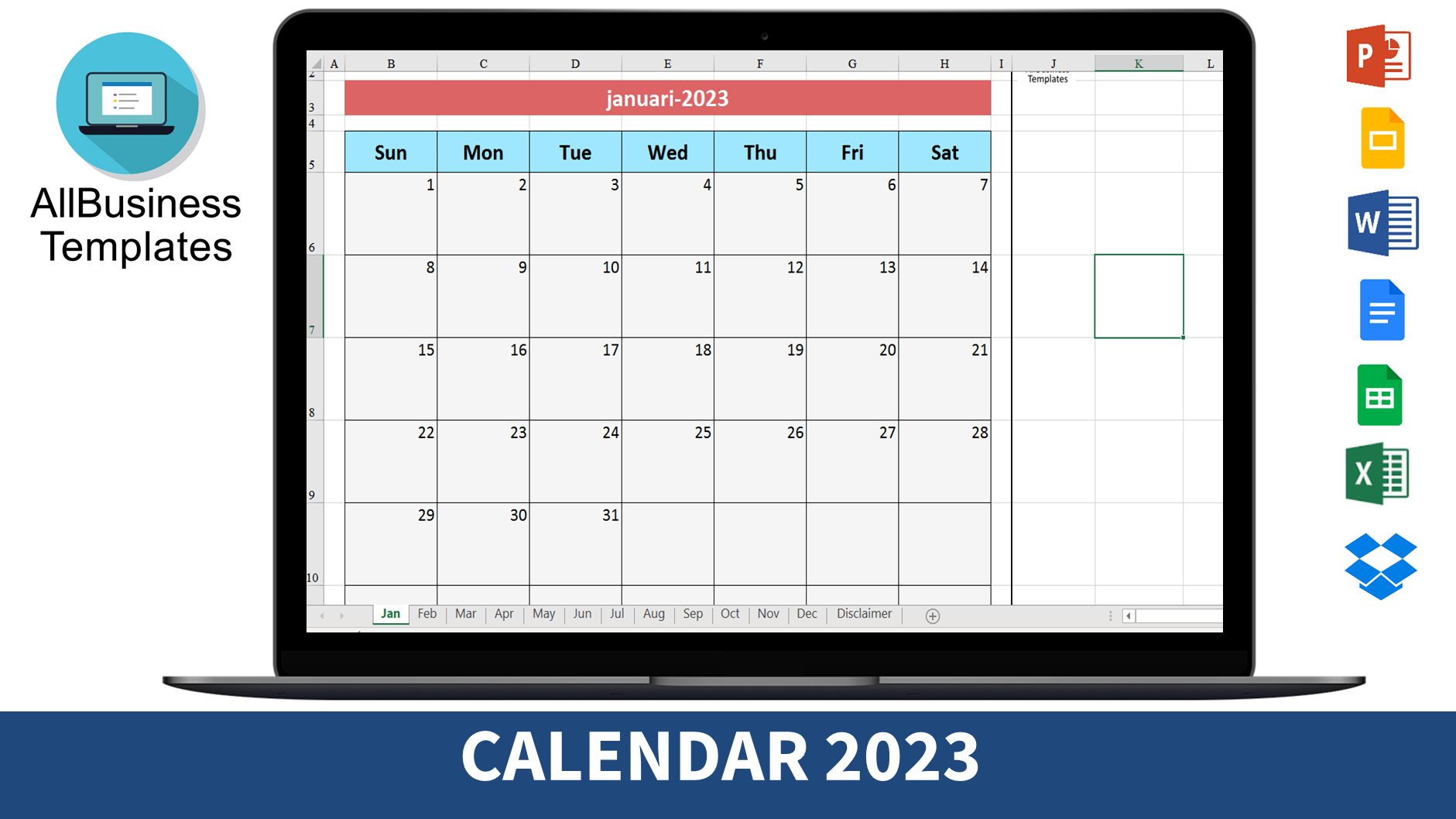 Blank Calendar 2023 模板