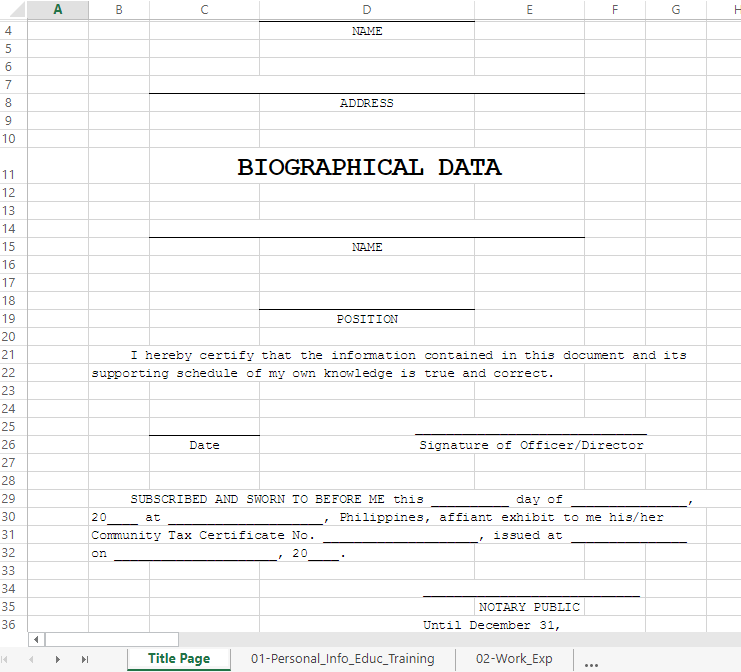 Biodata Extented Excel Template main image