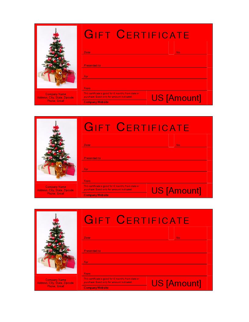 Christmas Gift Certificate template 模板