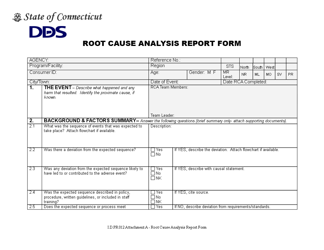 Root Cause Report Form main image