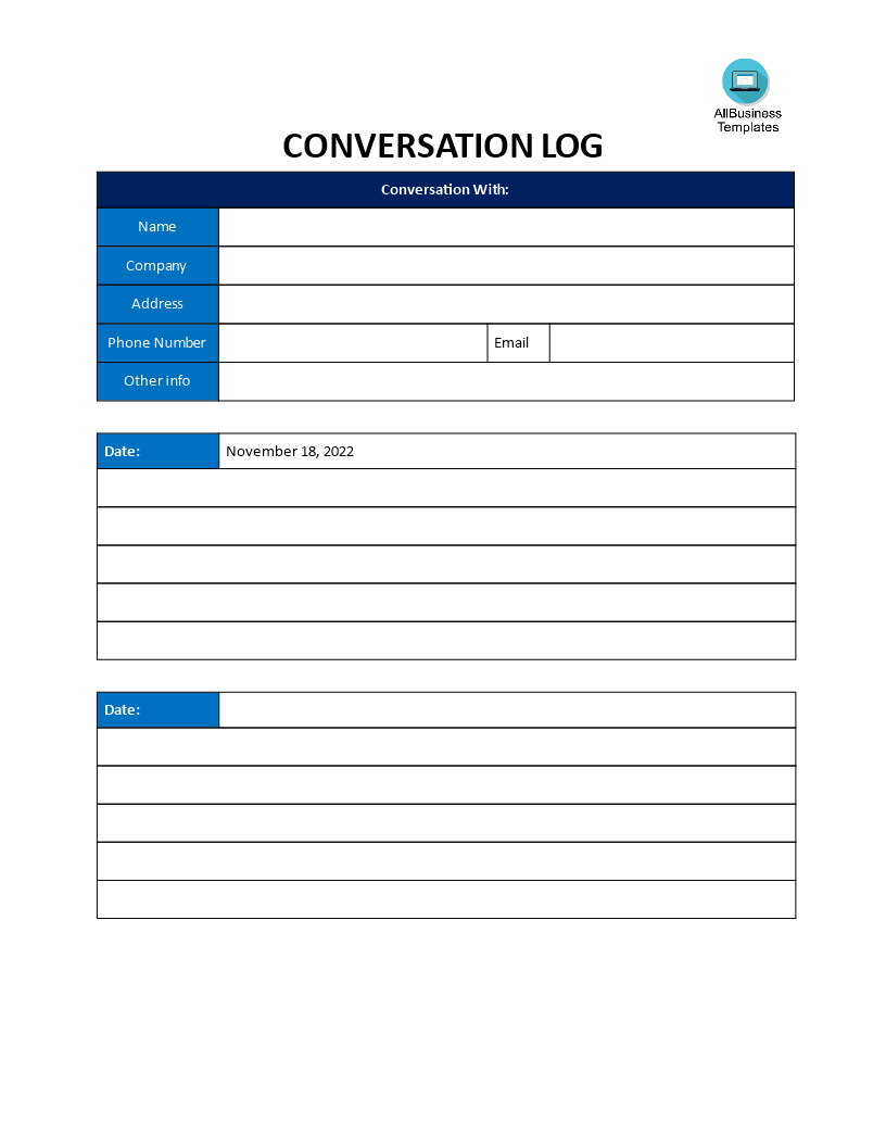 conversation log voorbeeld afbeelding 