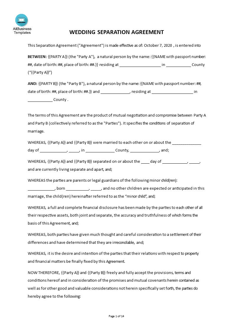 Marriage Separation Agreement Clean main image