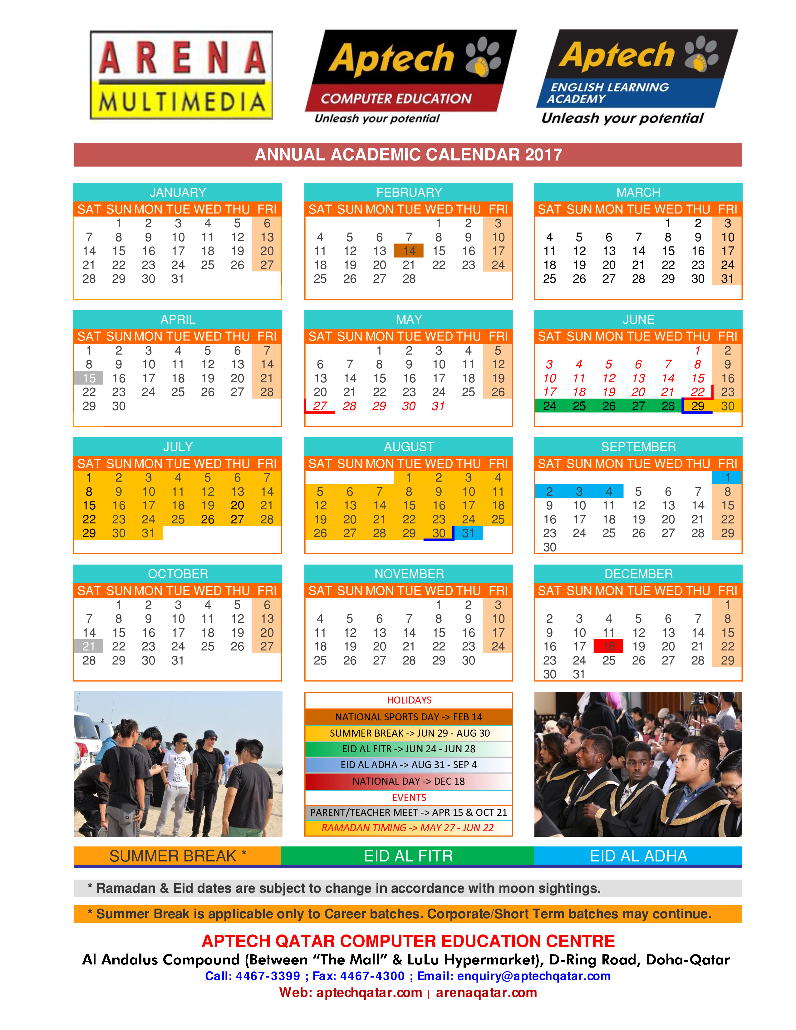 annual academic calendar template