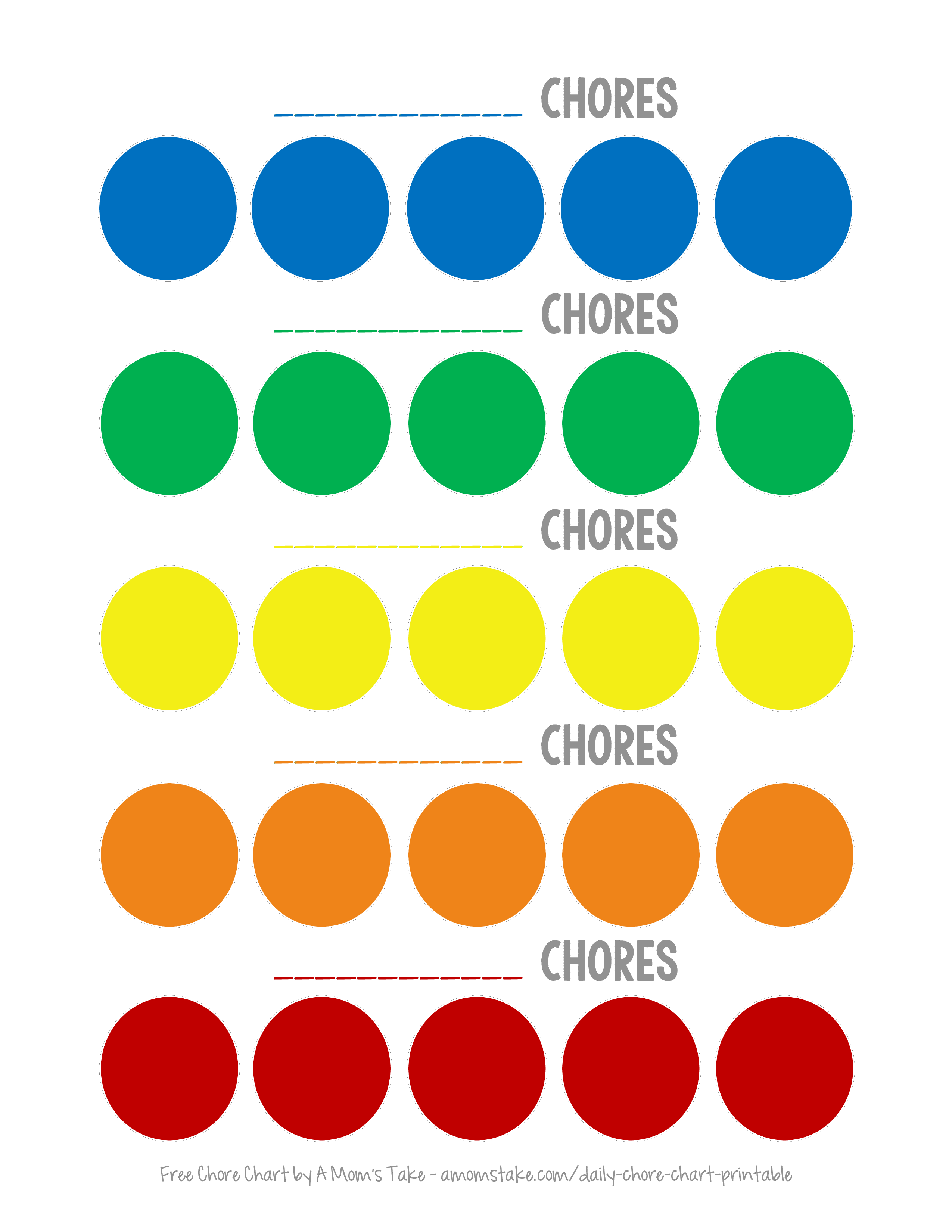 Rainbow Chore Chart For Kids 模板