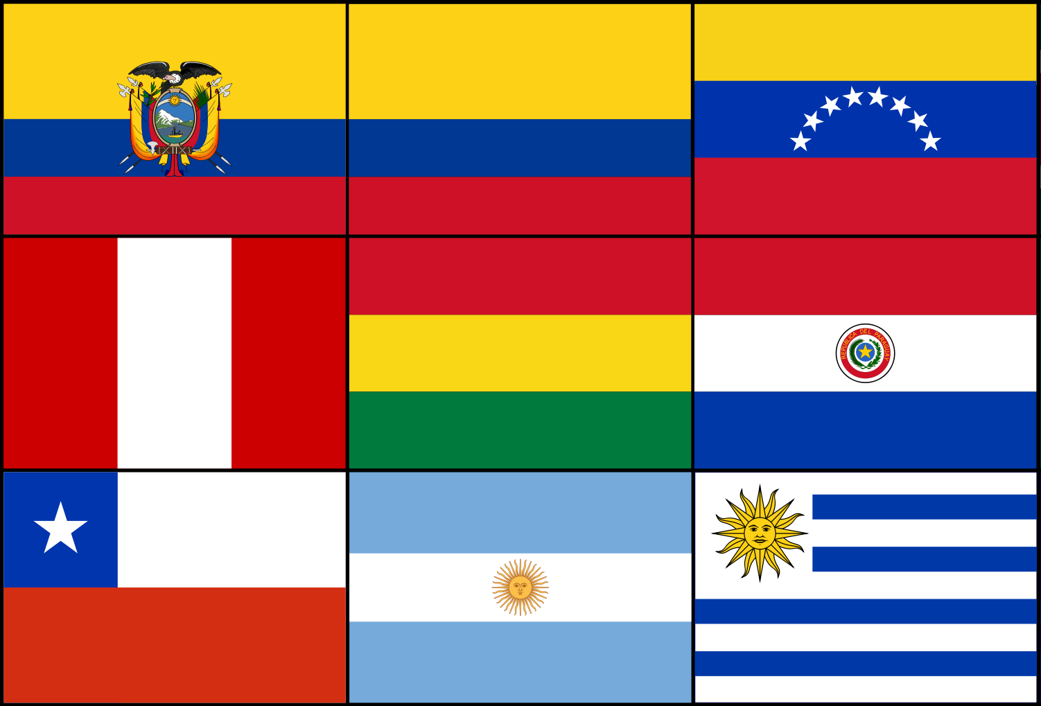 South-American printable flags template