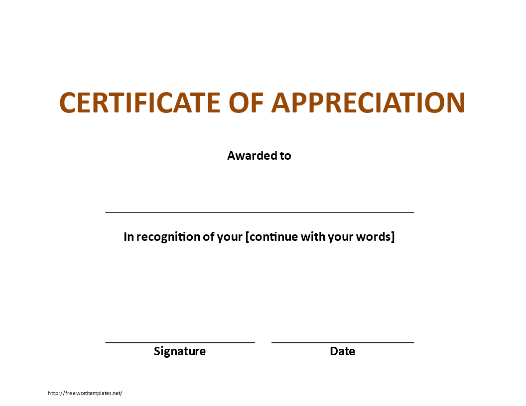 Certificate of Appreciation sample main image