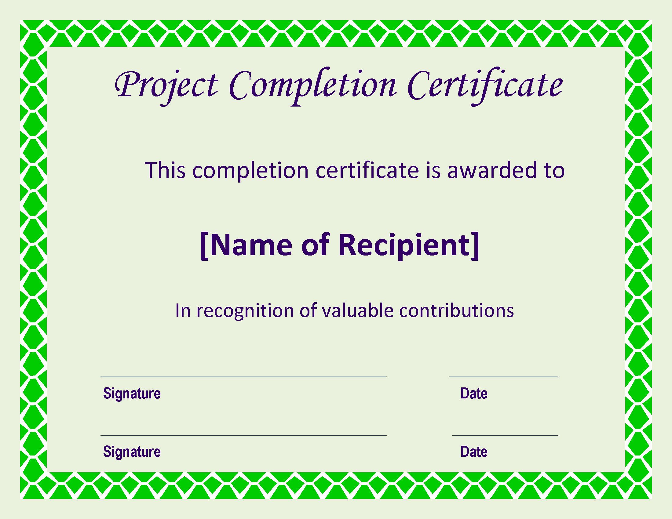 Certificate of Completion project main image