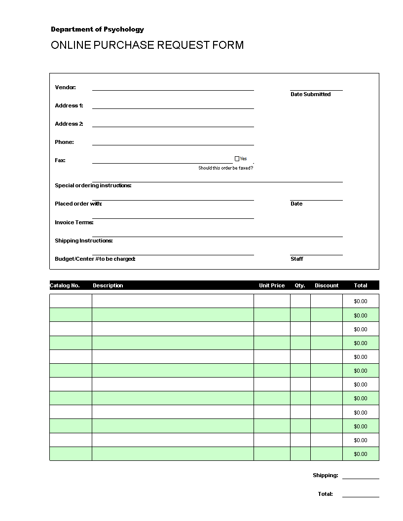 Online Purchase Order Request main image