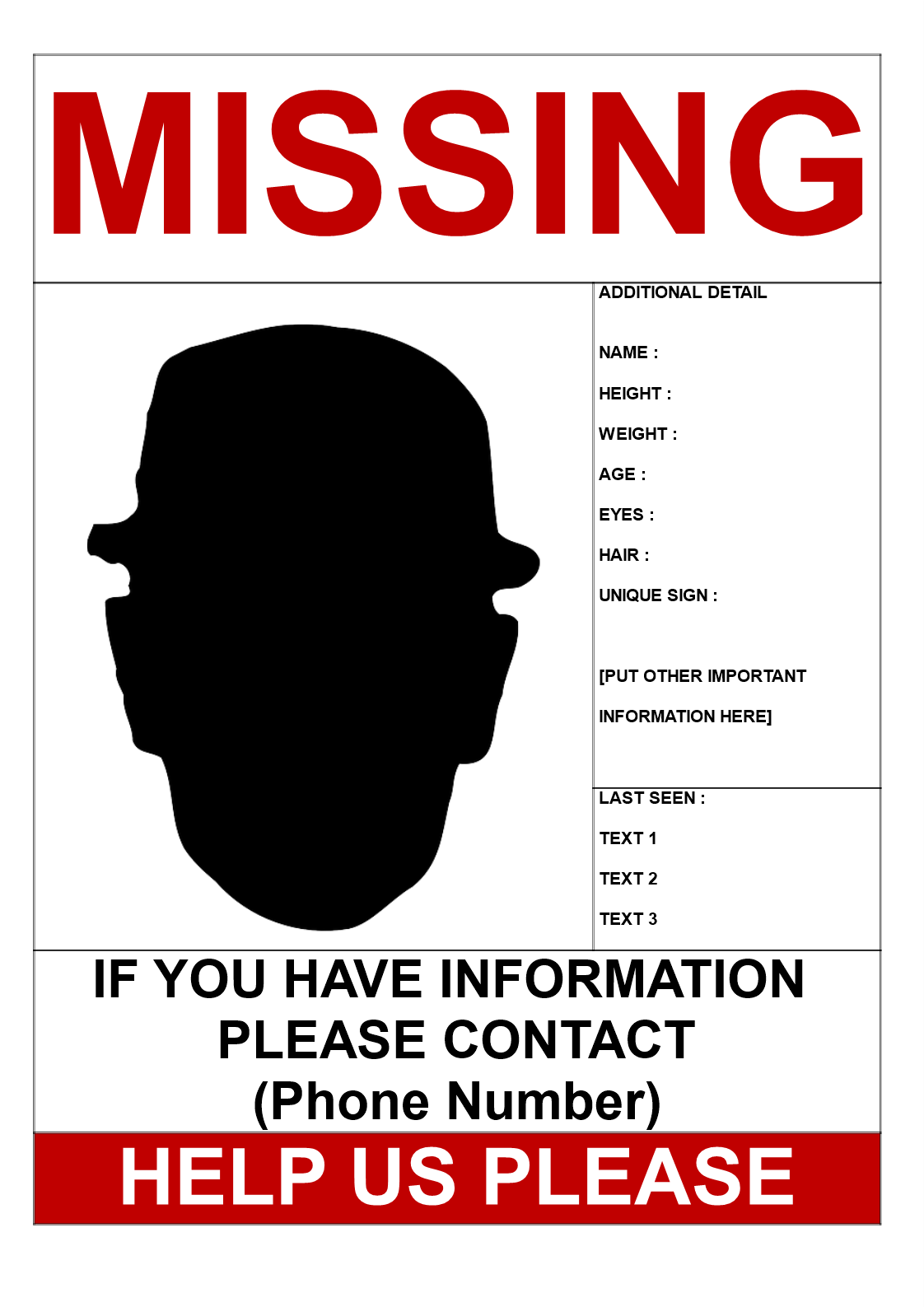 help to find missing person template word modèles