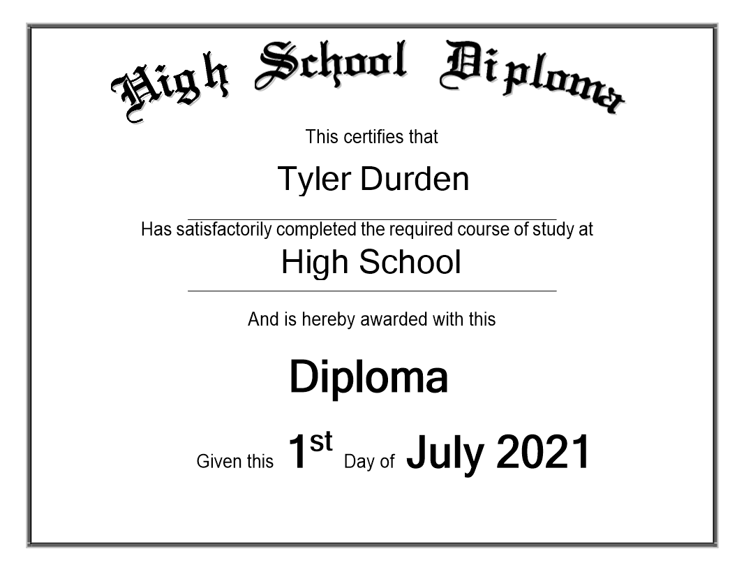 High School Diploma sample main image