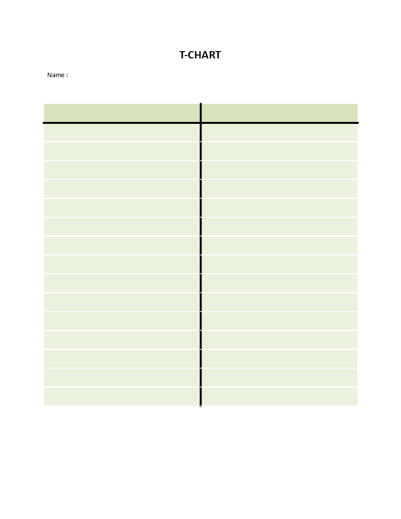 simpel t-chart model word template