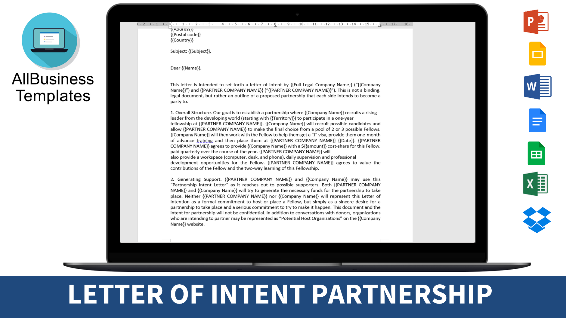 business partnership letter of intent voorbeeld afbeelding 