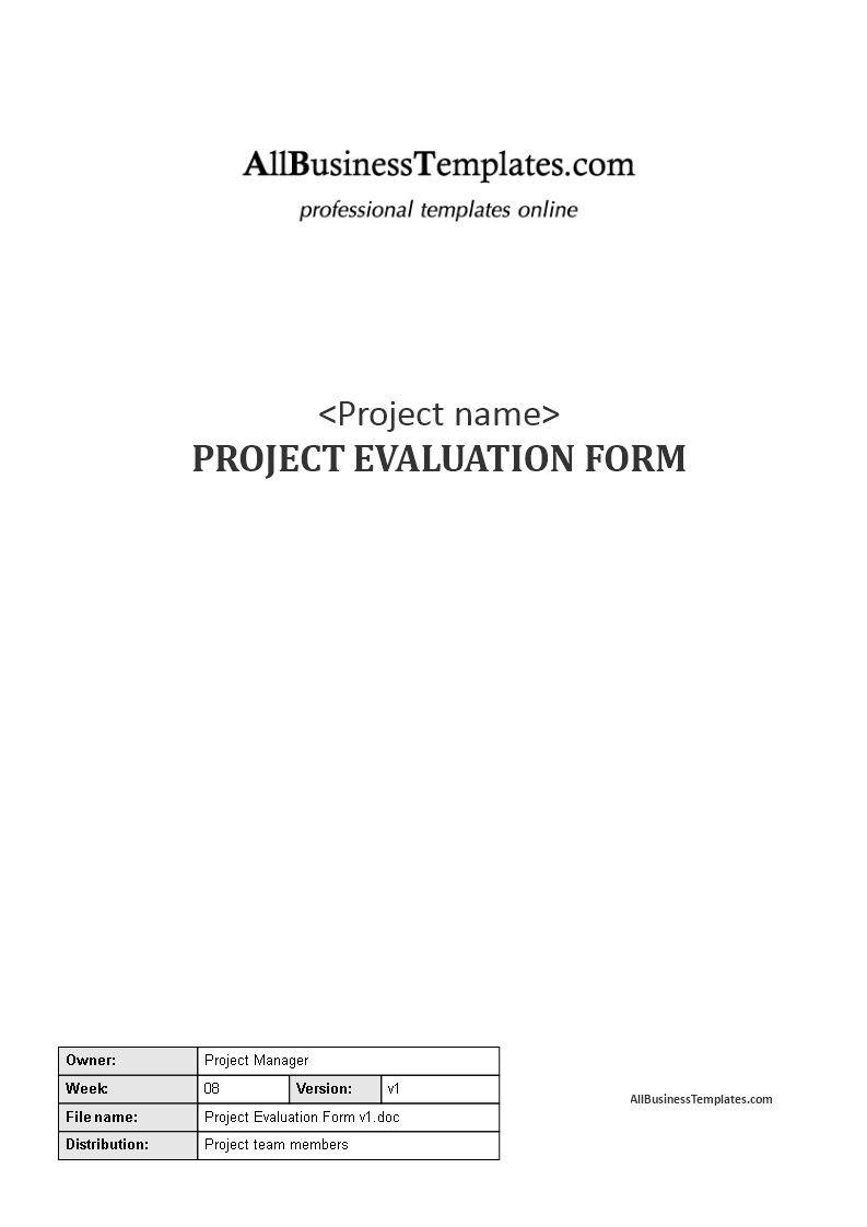 Project Evaluation Form Template 模板