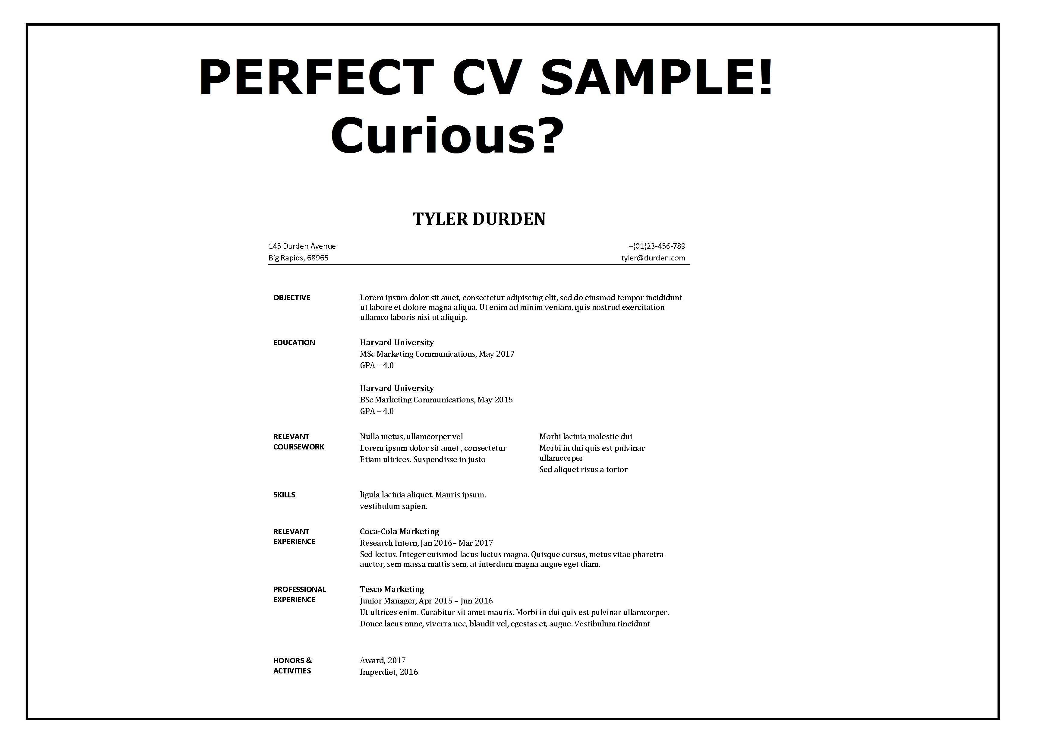cv sample modèles
